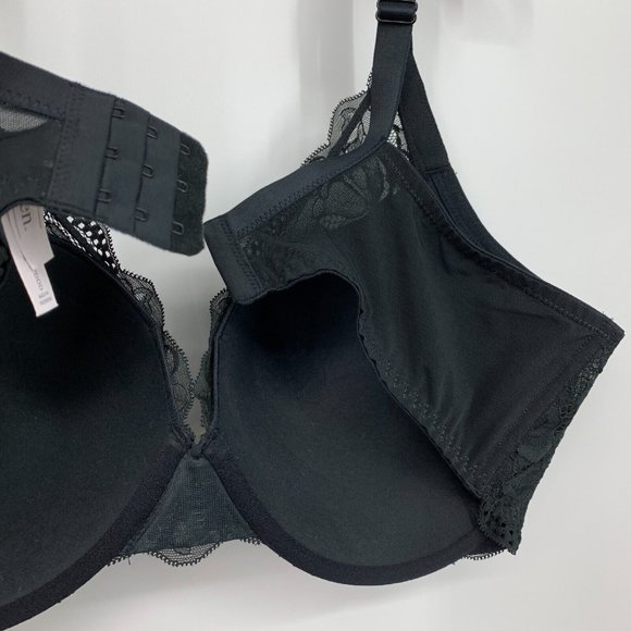 Auden Bra Womens 42DDD Black Sublime Lace Plunge Push-Up Underwire NWT - Picture 9 of 11